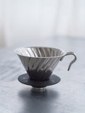 Photo of HARIO V60-02 Metal Dripper (Silver) ( ) [ HARIO ] [ Pourover Brewers ]
